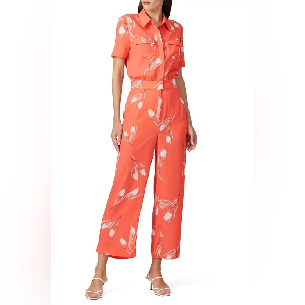 Frame and Partners Orange Floral Jumpsuit sz 12
